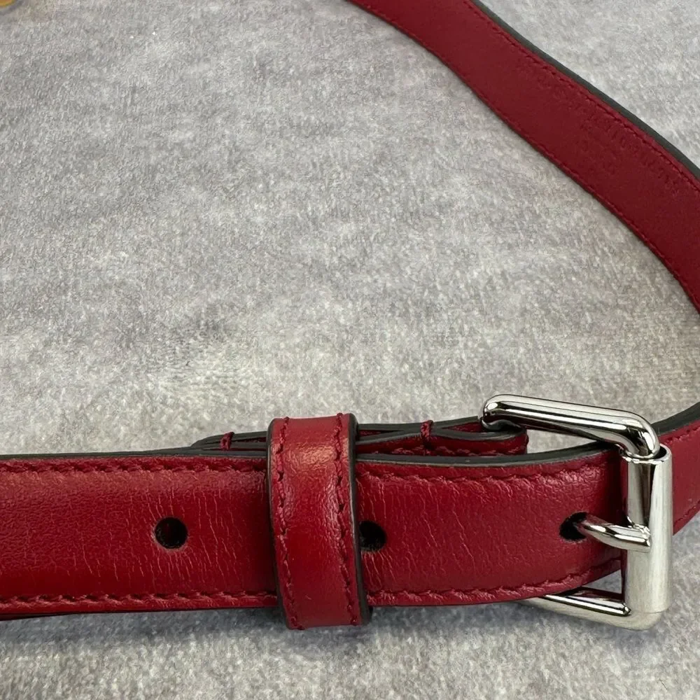 Gucci Red Leather Belt Interlocking Gold Buckle 636902 75/30